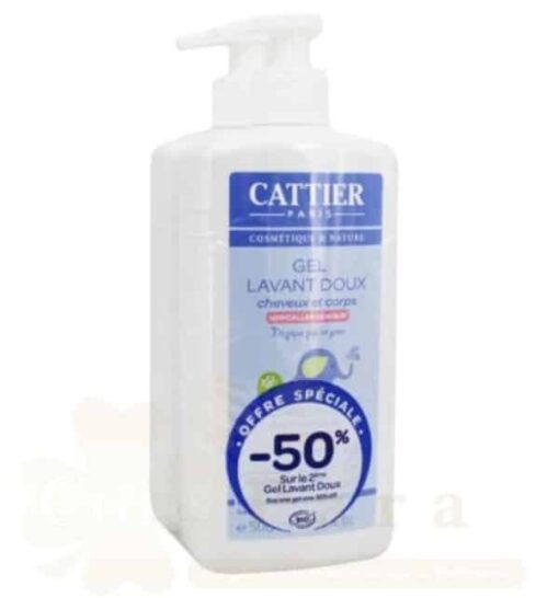 CATTIER BEBE GEL LAVANT DOUX VISAGE ET CORPS 500ML LOT DE 2