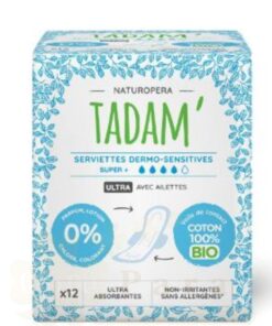 TADAM SERVIETTES ULTRA COTON BIO SUPER+ 4 GOUTTES 332278