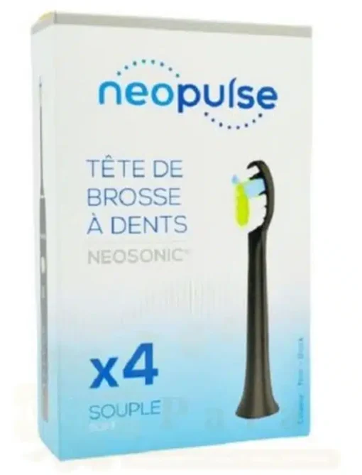 NEOPULSE RECHARGE 4 TETES DE BROSSE A DENTS ELECTRIQUE NOIR SOUPLE