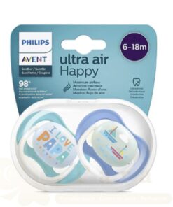 AVENT 2 SUCETTES ULTRA AIR HAPPY 6-18 BOY/PAP/BOAT   SCF080/03