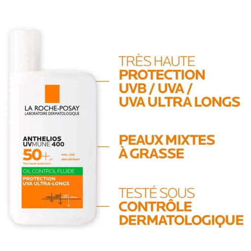 LA ROCHE POSAY OFFRE ANTHELIOS UVMUNE 400 FLUIDE SOLAIRE INVISIBLE SPF 50+ 50 ML+ ANTHELIOS UVMUNE 15 ML OFFERT – Image 2