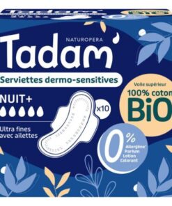 TADAM SERVIETTES ULTRA COTON BIO NUIT+ 5 GOUTTES *10U REF37652
