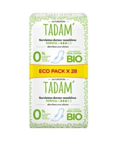 TADAM SERVIETTES DERMO SENSITIVES NORMAL+ 3 GOUTTES *28U 332225