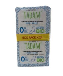 TADAM ECO PACK 24 SERVIETTES DERMO SENSITIVES SUPER + COTON BIO