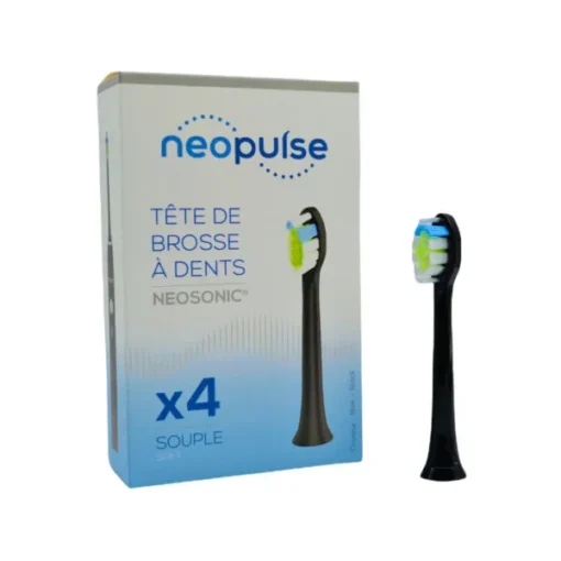 NEOPULSE RECHARGE 4 TETES DE BROSSE A DENTS ELECTRIQUE NOIR SOUPLE