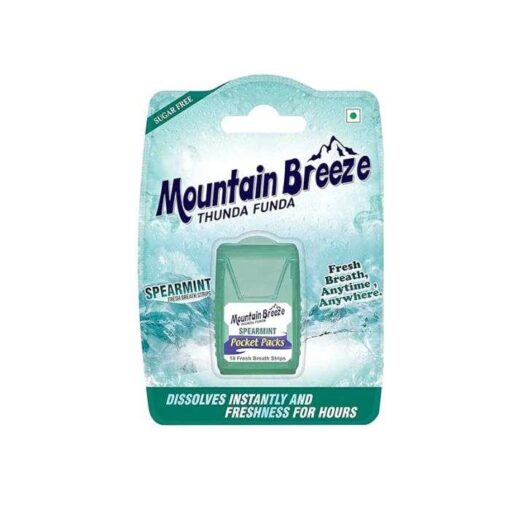 MOUNTAIN BREEZE POCKET PACKS COOL MINT 24 BANDES DE MENTHE VERTE