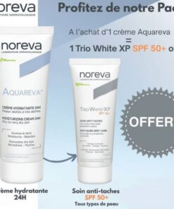 NOREVA OFFRE AQUAREVA CREME HYDRATANTE 24H TEXTURE LEGERE 40ML TRIO WHITE XP SPF 50 OFFERT