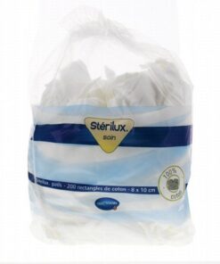 STERILUX PADS - SACHET DE 200 RECTANGLES COTON 8x10 CM