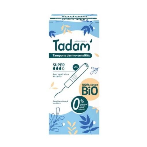 TADAM TAMPONS DERMO SENSITIFS SUPER AVEC APPLICATEUR EN CARTON *14
