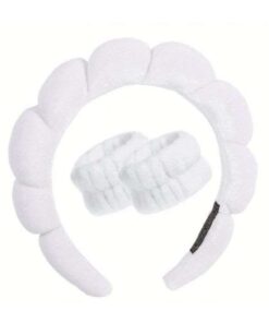 ENSEMBLE 3 PIECES SERRE TETE DE BAIN + 2 BANDES POIGNET