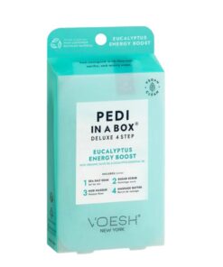 VOESH NEW YORK PEDI IN A BOX DELUXE 4 STEP EUCALYPTUS ENERGY BOOST WITH ORGANIC OLIVE OIL AND EUCALYPTUS ESSENTIAL OIL