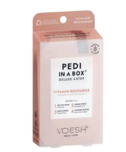 VOESH NEW YORK PEDI IN A BOX DELUXE 4 STEP VITAMIN RECHARGE WITH ORGANIC OLIVE OIL AND VITAMIN C