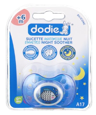 Dodie – Sucette forme anatomique silicone nuit (6M +) N°17