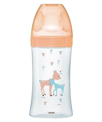 Dodie – Biberon verre Sensation+ (0-6 M) 3 vitesses débit 2 – Beige biche – 270 ml