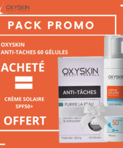 Oxyskin Anti-Taches 60 Gelules+Ecran Solaire Peux Seche Spf50+ 40ml Pack