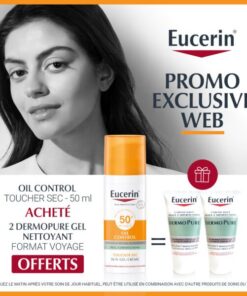 EUCERIN SUN TOUCHER SEC GEL CRÈME HUILE CONTROLE = 2 Dermpoure Miniature Offerts