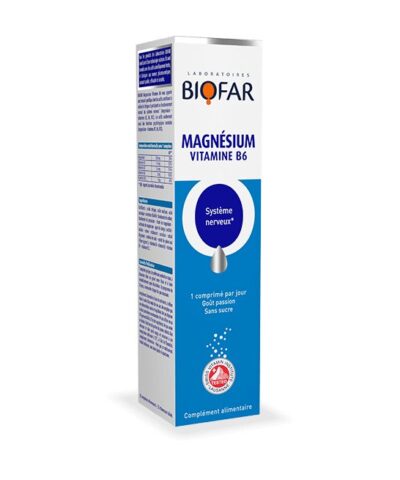 BIOFAR MAGNESIUM +VITAMINE B6 +B2 BOITE 20 COMPRIMES