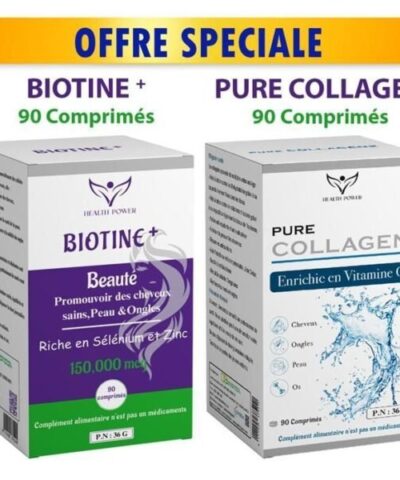 HEALTH POWER PURE COLLAGEN 90 Comprimés +BIOTINE 90 Comprimés